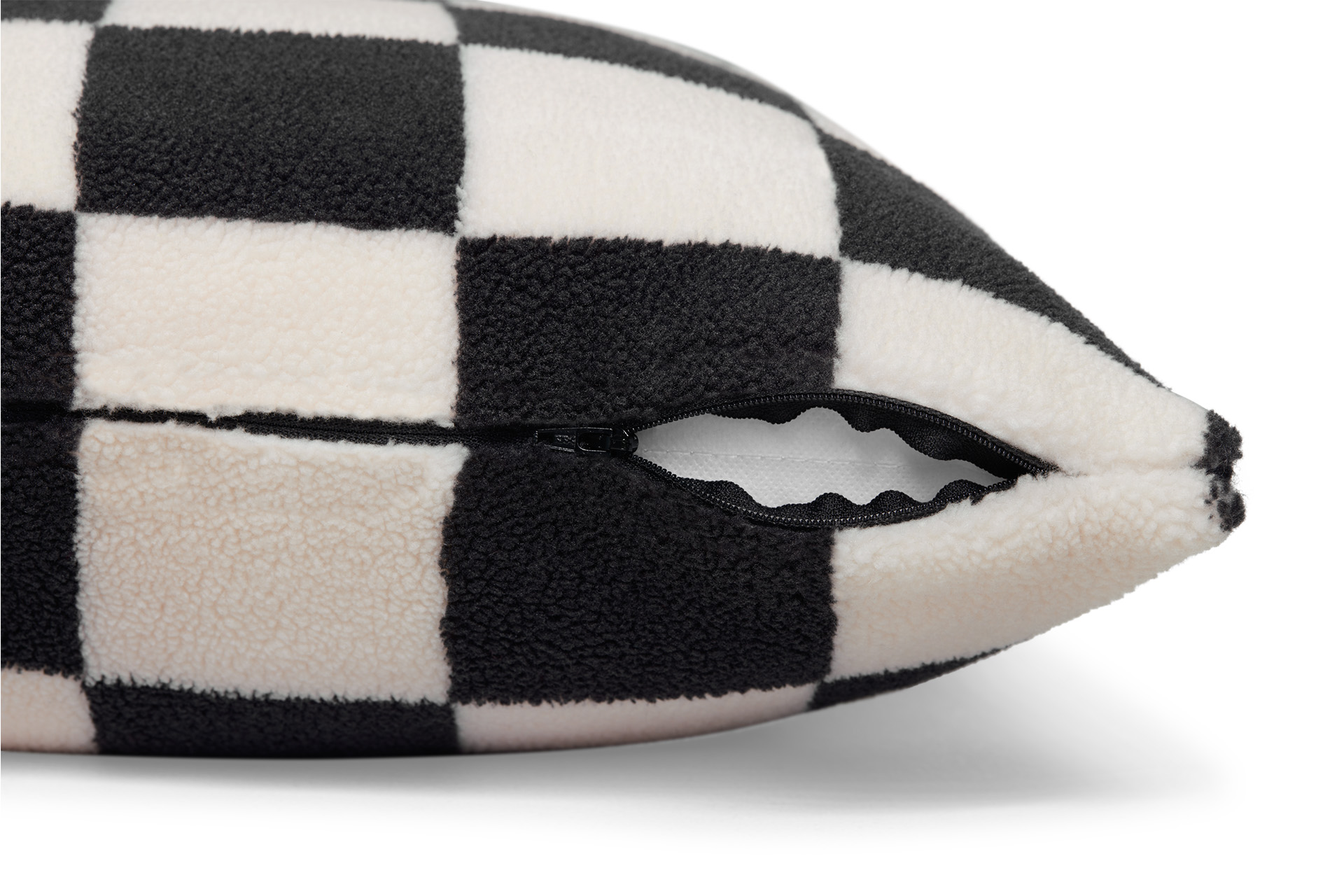 Square Pillow Teddy Chess Black Ecru