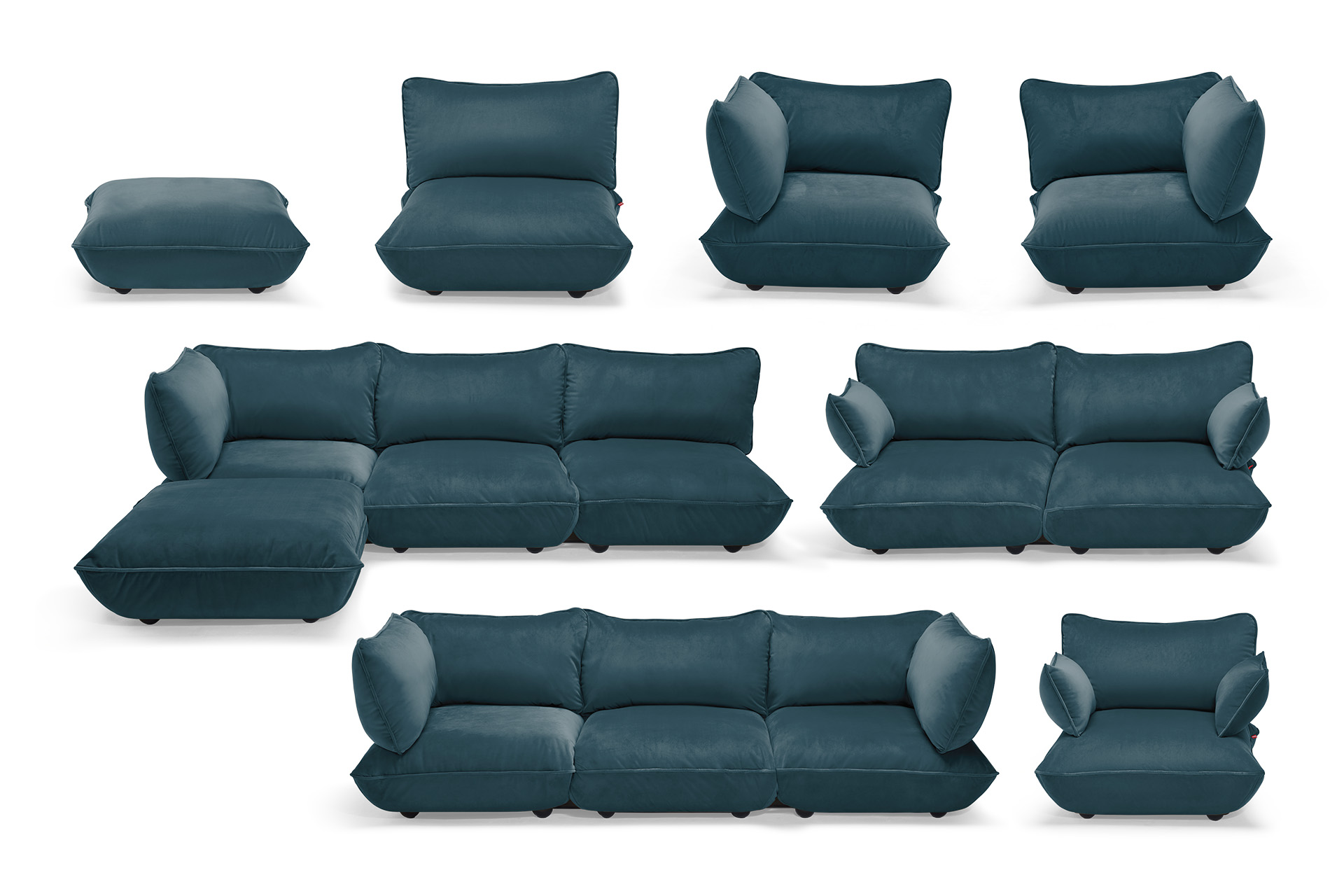 Sumo Loveseat Velvet Recycled Petrol