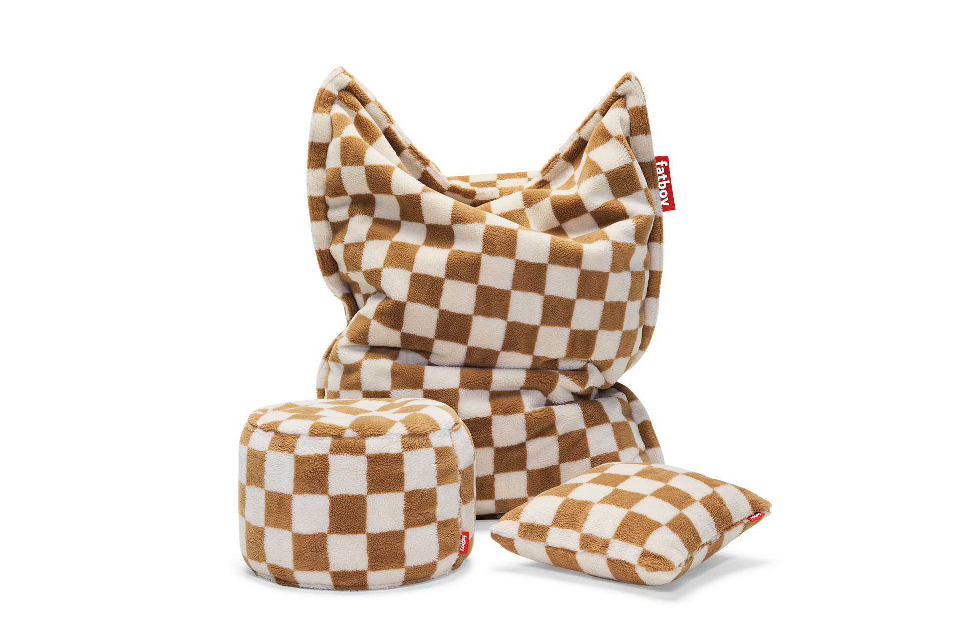 Square Pillow Teddy Chess Almond Creme